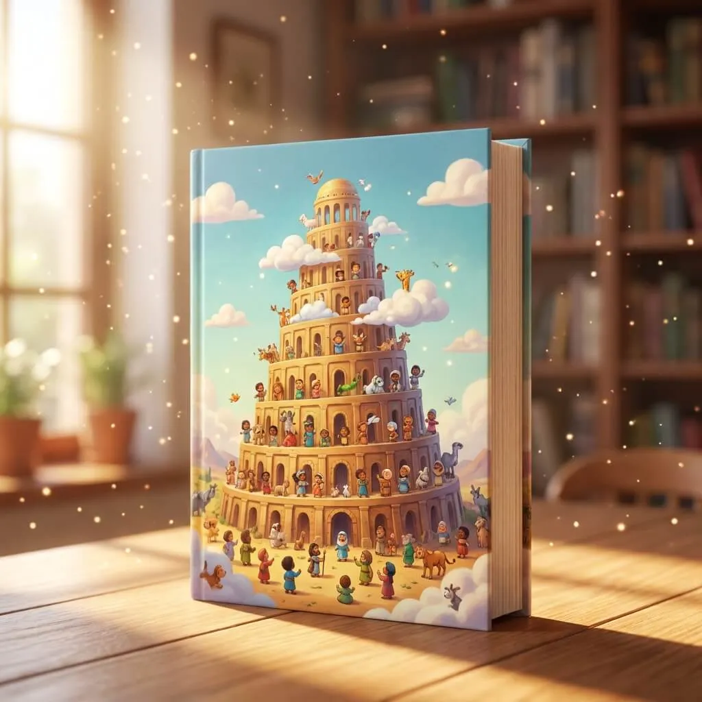High-quality 3D render of a massive, spiraling stone tower reaching up into the clouds.