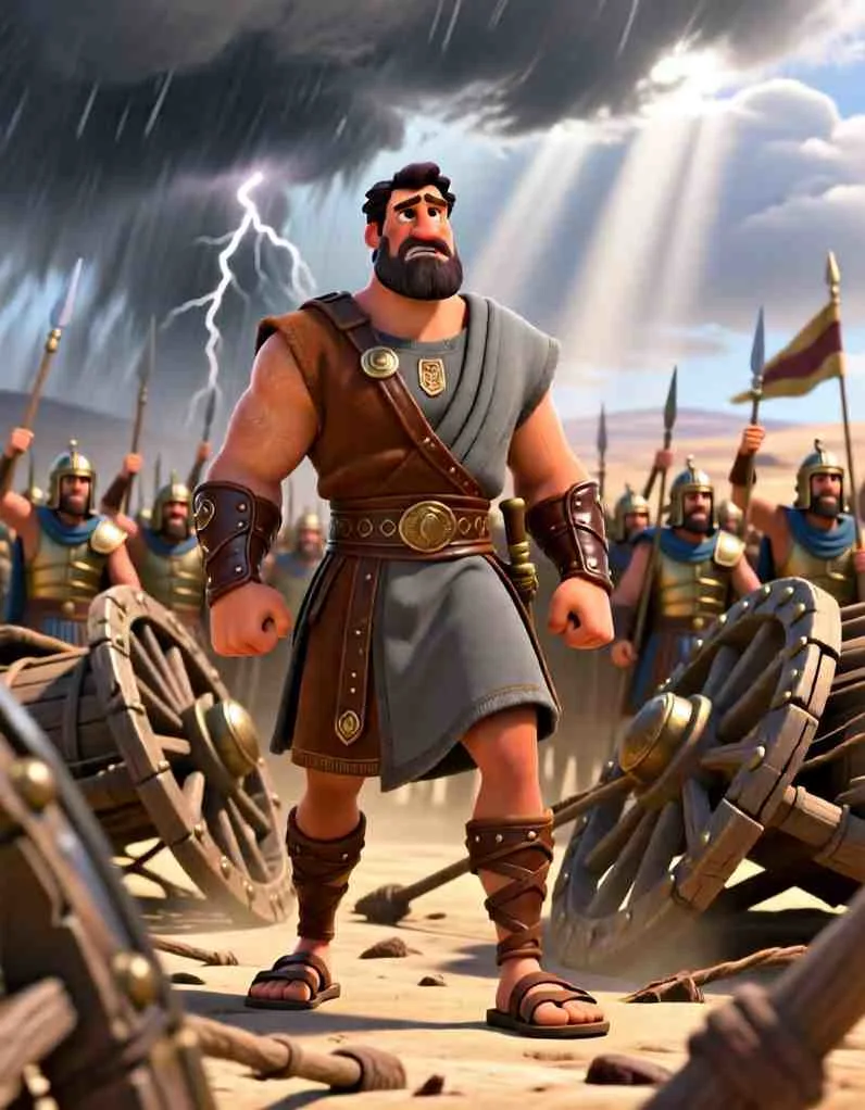 Heartwarming 3D illustration of a peaceful landscape after a storm, representing a victory through God’s help.