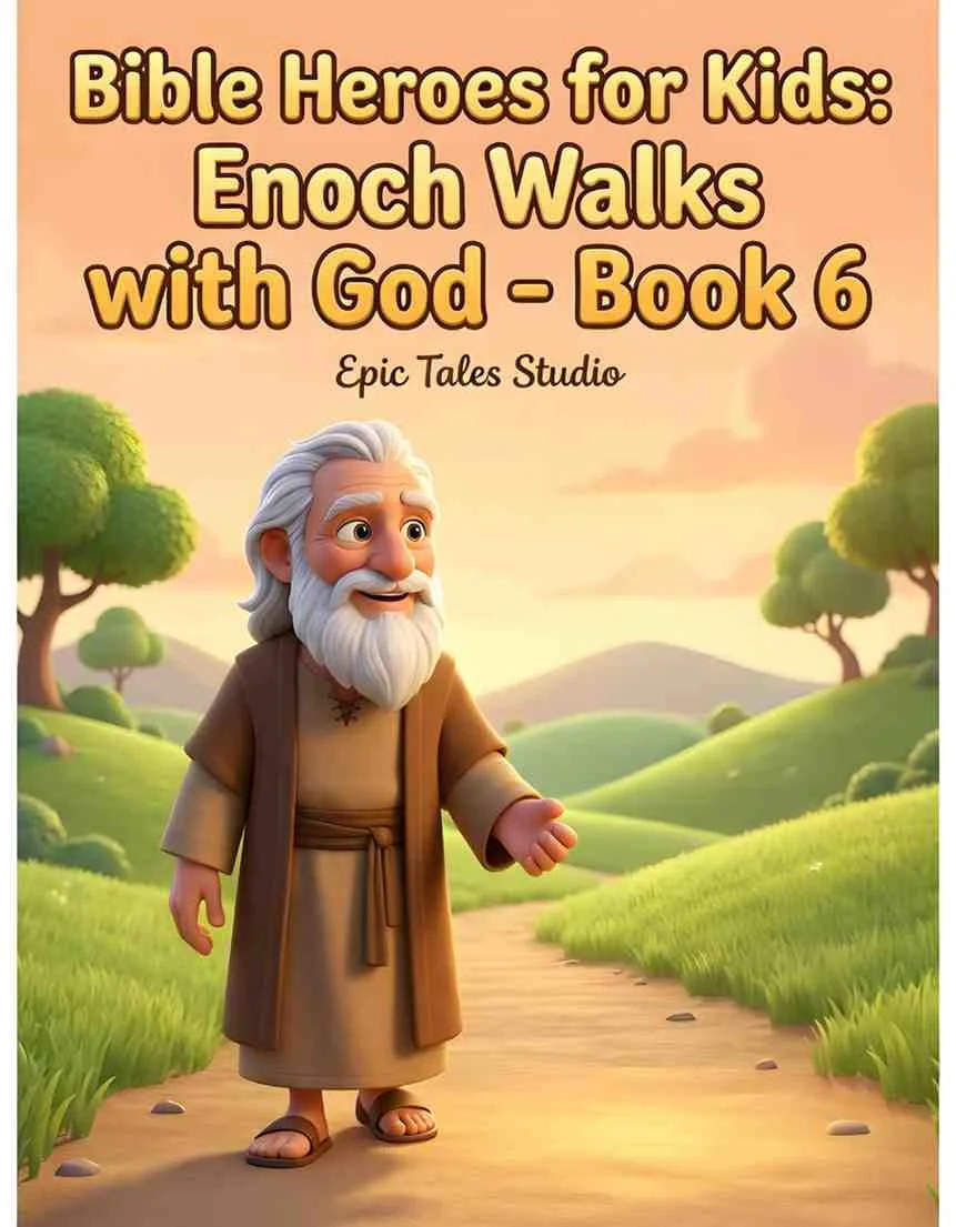Front cover of the children's book featuring cinematic 3D art of Enoch walking toward a bright light.