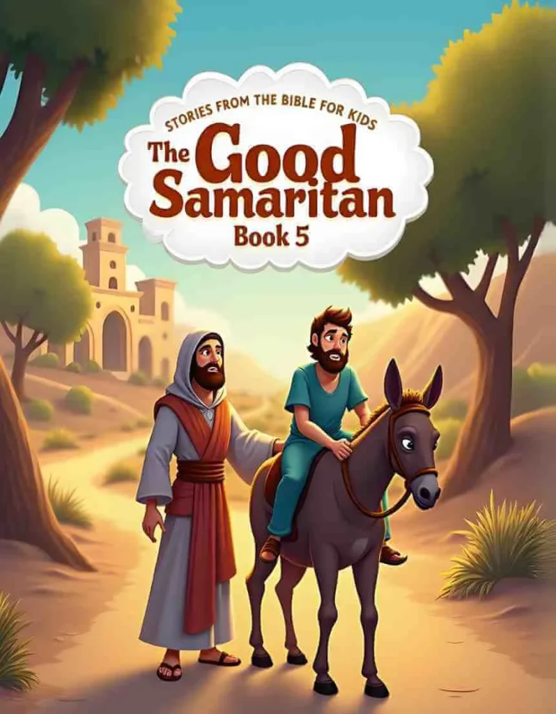 Front cover of The Good Samaritan children's Bible story book featuring 3D animation art.