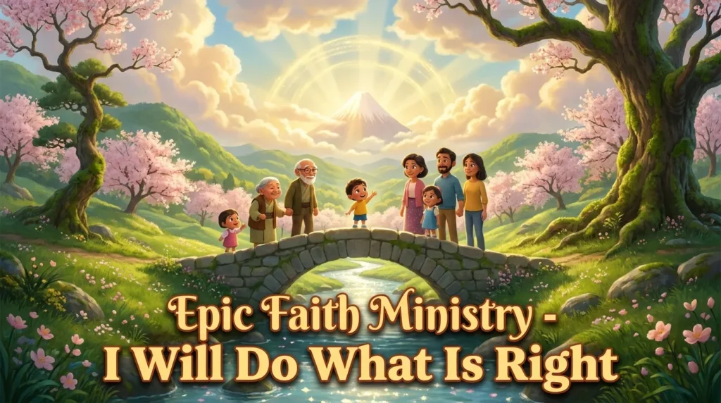 3D cinematic scene of a child making a brave and honest choice.