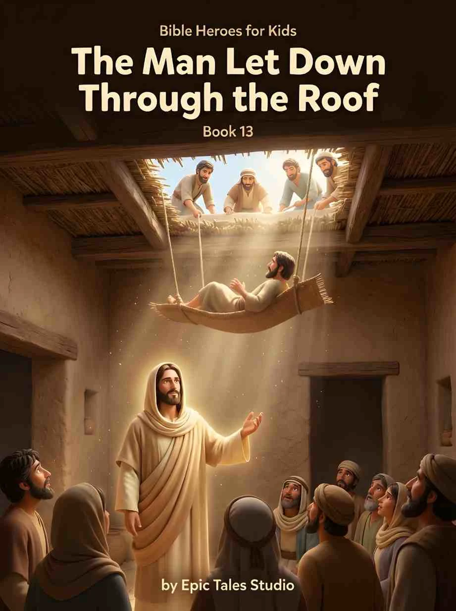 Front cover of the children's book featuring cinematic 3D art of a man being lowered on a mat.
