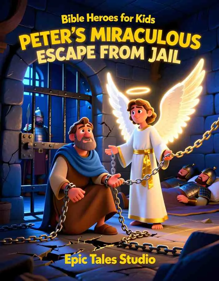 Front cover of the children's book featuring cinematic 3D art of Peter and a glowing angel.