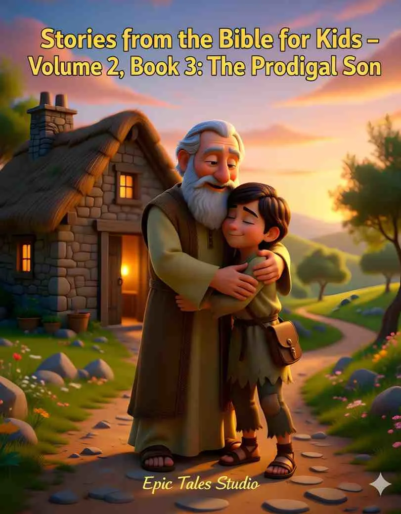 Front cover of The Prodigal Son children's Bible story featuring 3D cinematic illustration.