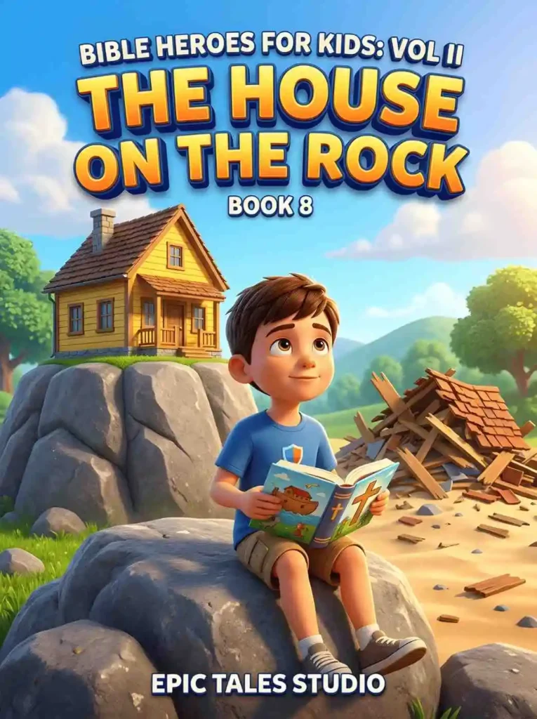 Building Strong Foundations: Introducing 'The House on the Rock' (Book 8) The House on the Rock Book 8 cover art featuring a young boy reading a Bible on a rocky hill beside a strong house