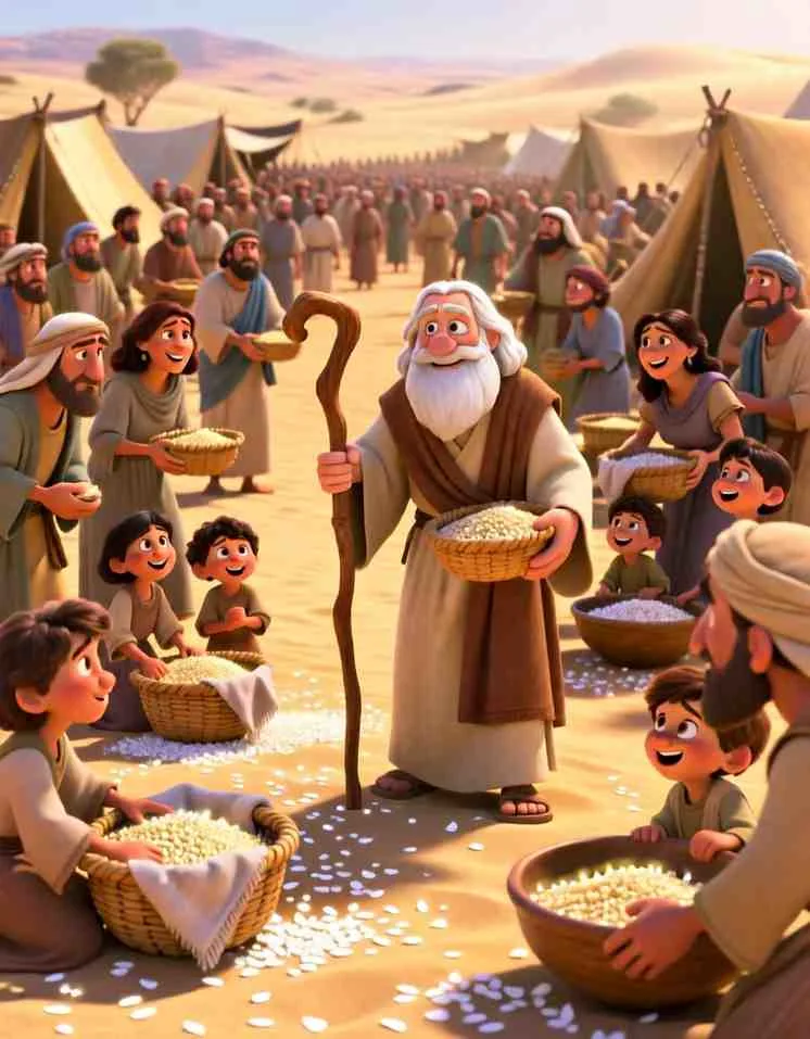 israelites gathering manna baskets